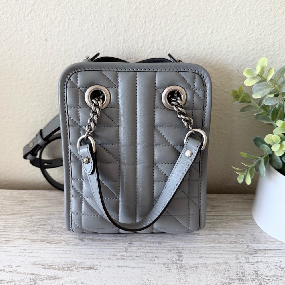 New Gucci Marmont GG Gray Leather Crossbody Shoulder small tote bag - Picture 6 of 14